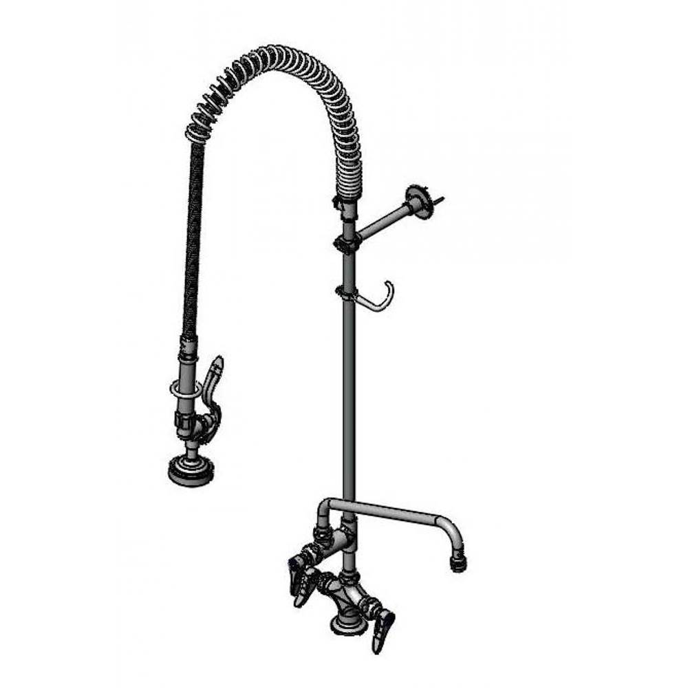 T&S Brass EasyInstall Pre-Rinse, 12'' Nozzle, B-0107, Wall Bracket, Accessory Fitting Tee