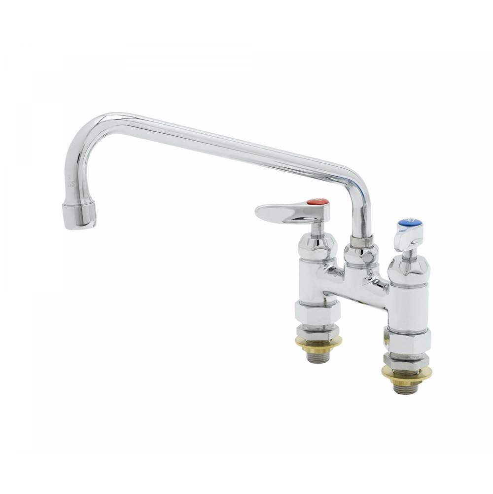 T&S Brass 4'' Double Pantry Base Faucet, Swivel Outlet, Deck Mount, Ceramas, 061X, 00CC Inlets