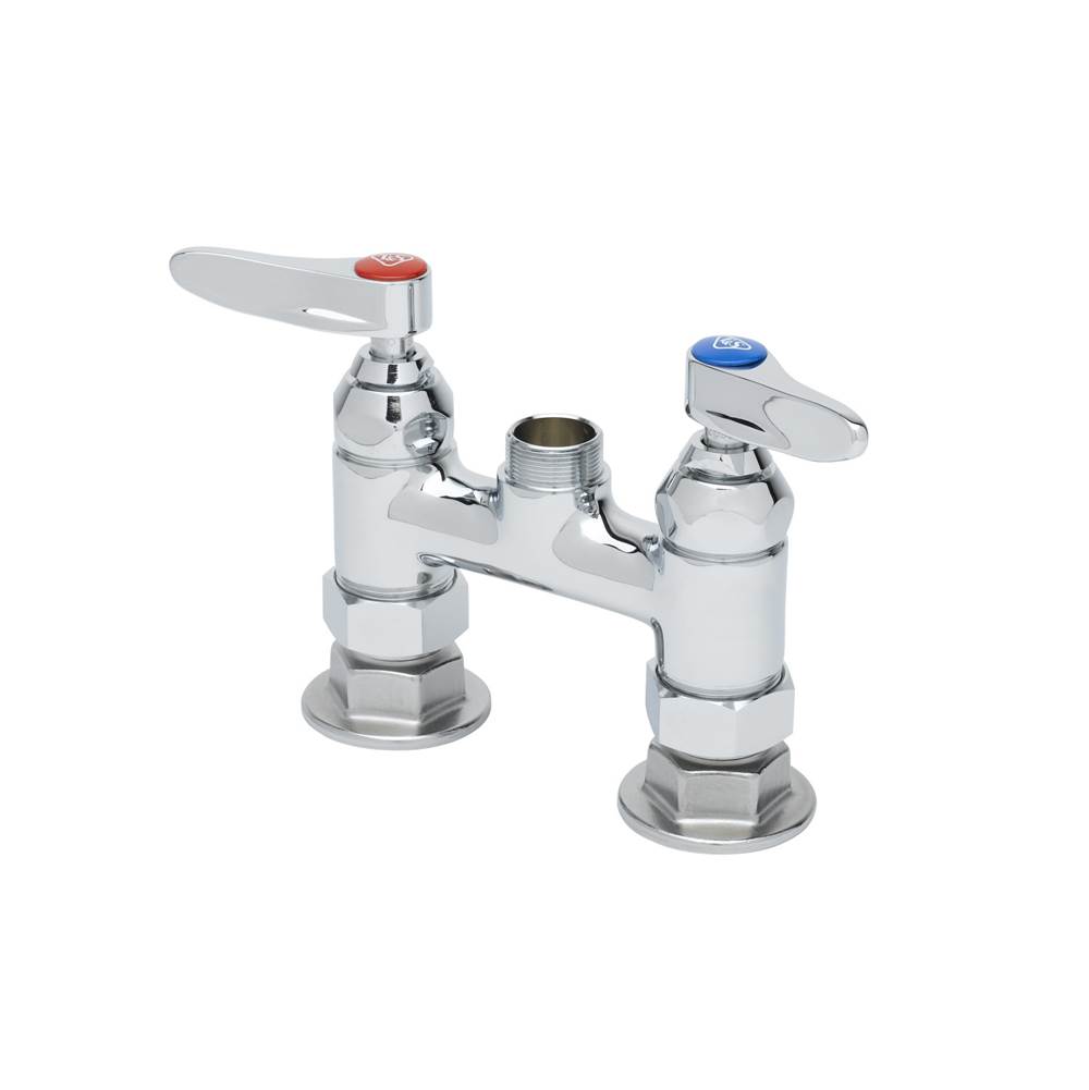 T&S Brass Double Pantry Base Faucet, Swivel Outlet, Deck Mount, 4'' Centers, Less Nozzle
