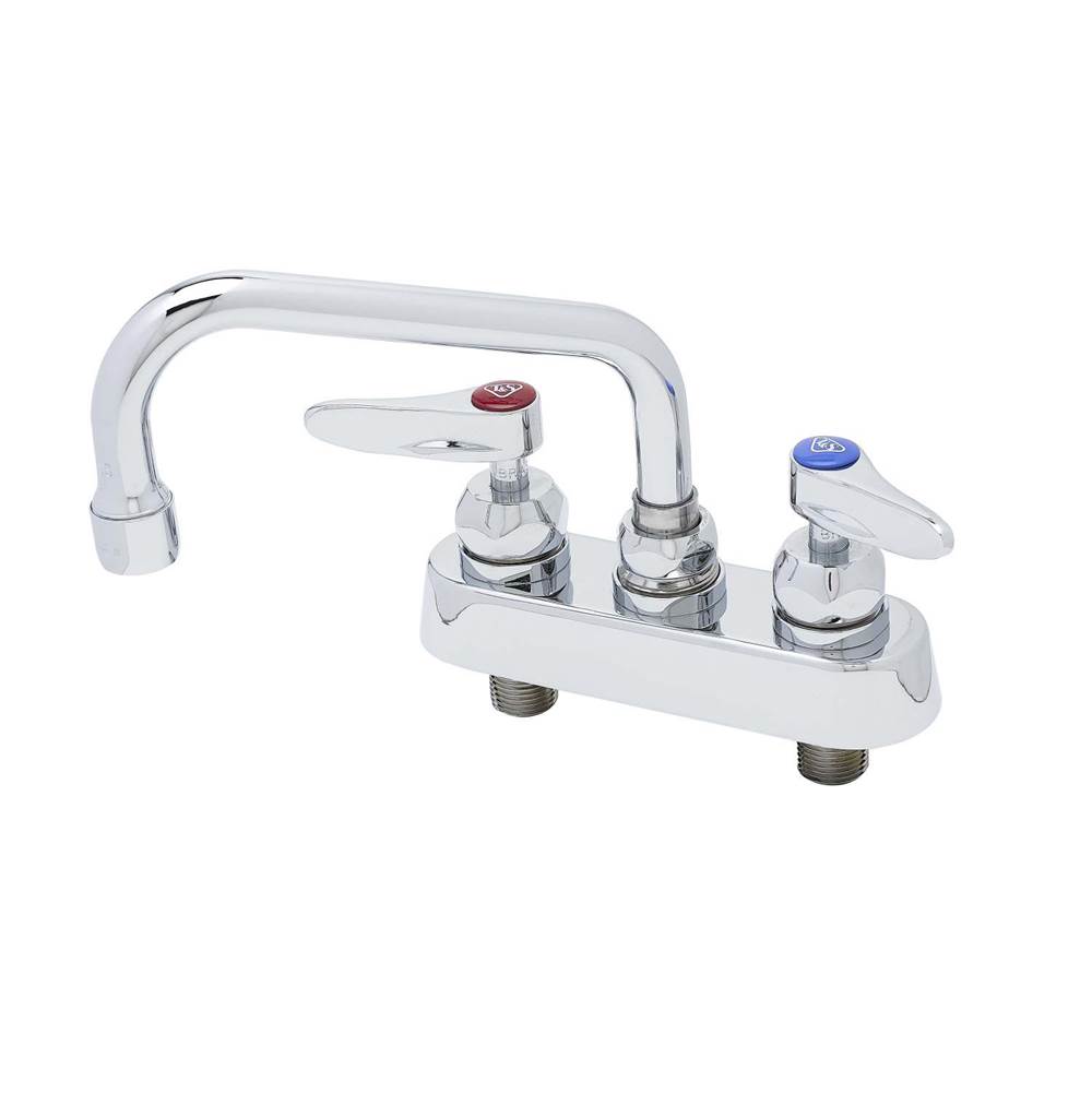 T&S Brass 4'' Deck Mount Workboard Faucet, 6'' Swing Nozzle w/ 2.2 GPM Aerator, Cerama, Lever Handles