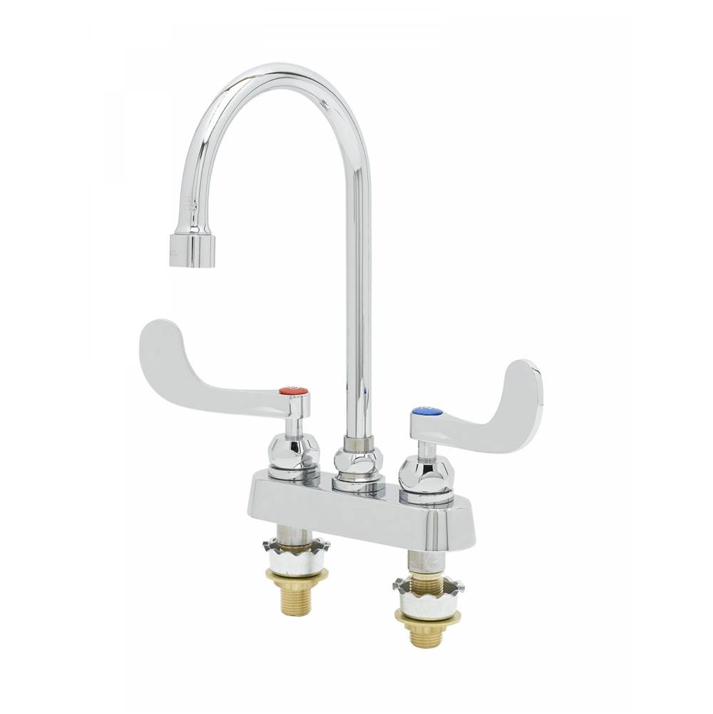 T&S Brass Workboard Faucet, 4'' Deck Mount, 6'' Swivel GN, 2.2 GPM VR Outlet, 4'' Handles, XS Shanks