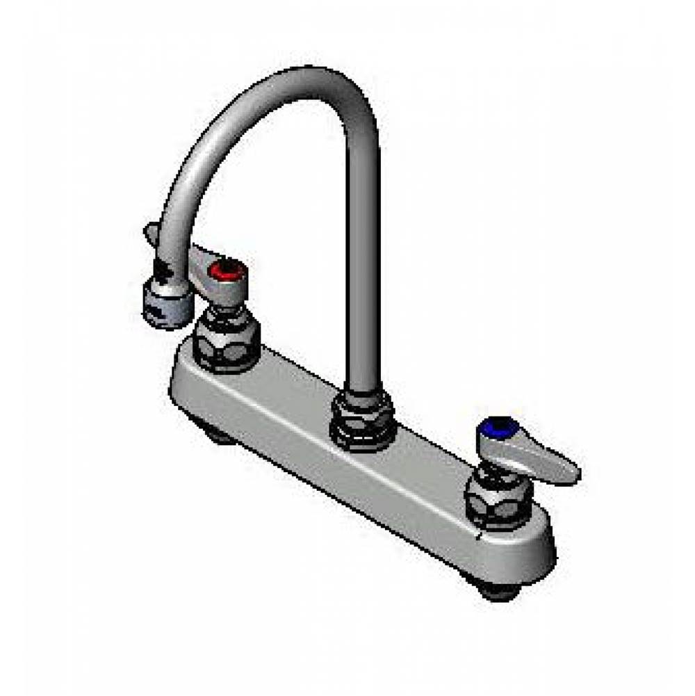 T&S Brass Workboard Faucet, 8'' Deck Mount, 6'' Swivel GN, 0.5 GPM VR Outlet, Lever Handles