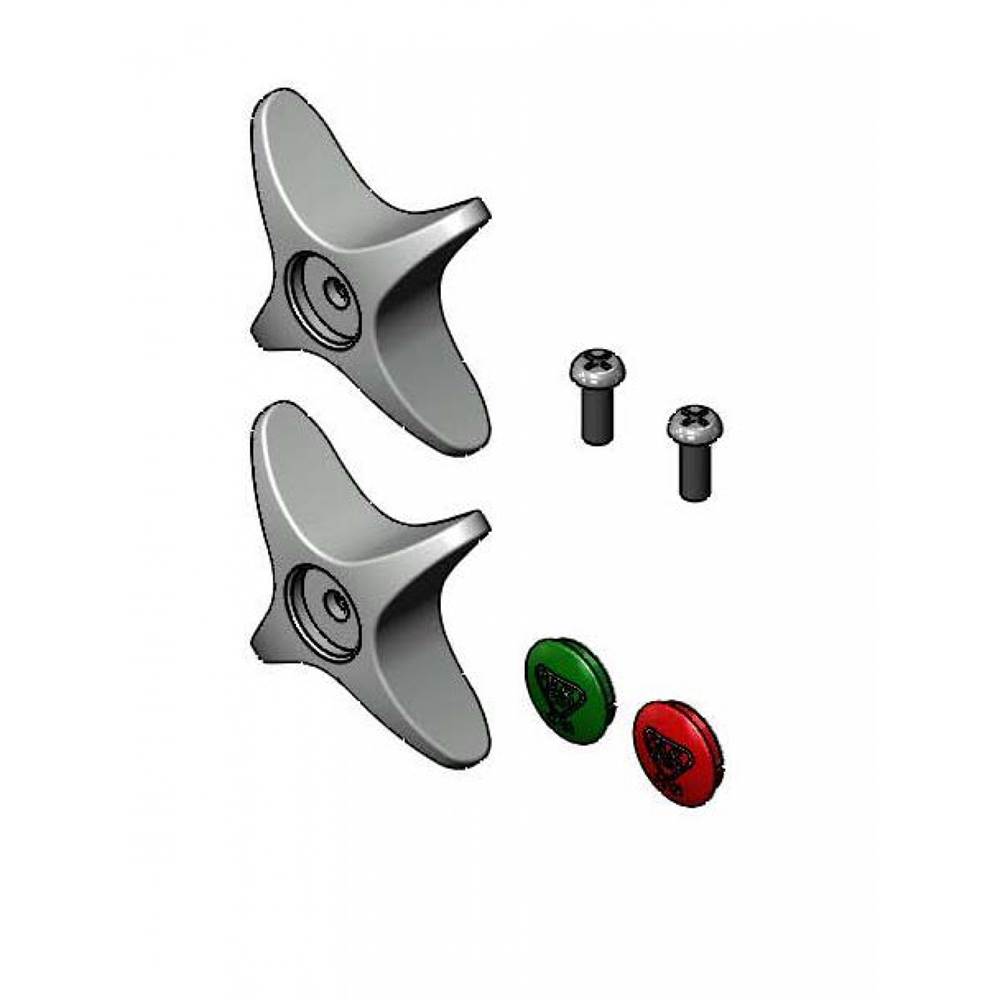 T&S Brass Parts Kit for 4-Arm Lab Handles w/ Anti-Microbial Coating, Indexes & Screws (New-Style)
