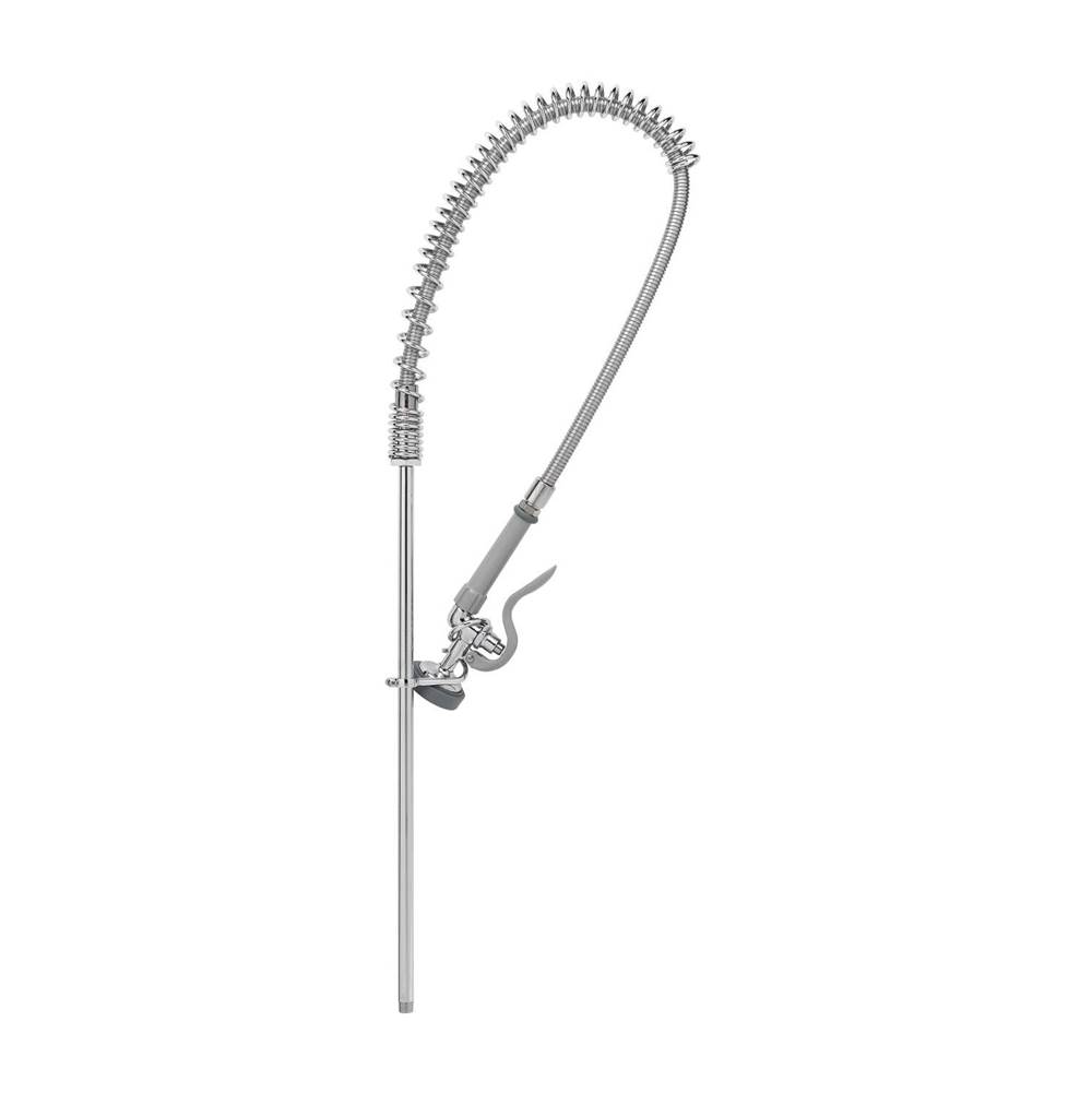 T&S Brass Pre-Rinse Assembly, 44'' Stainless Steel Hose, Self Closing Squeeze Valve, 24'' Riser