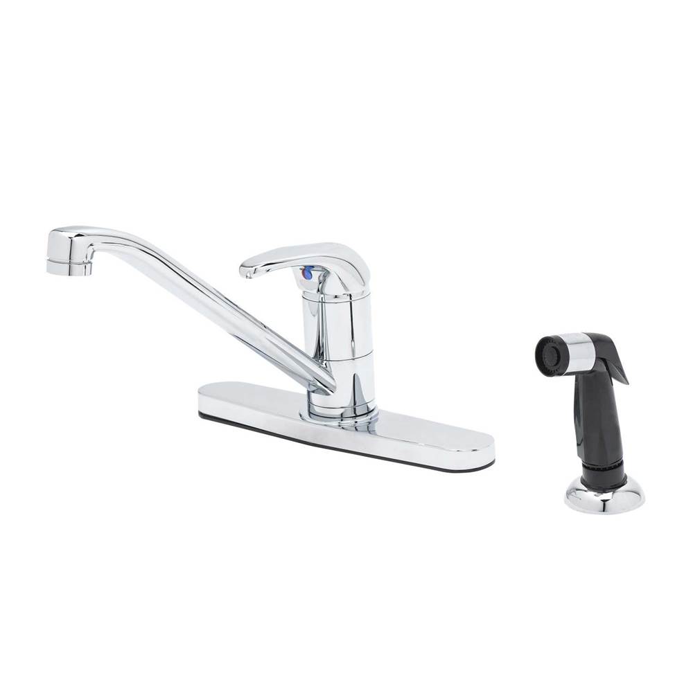 T&S Brass Single Lever Faucet, 48'' Sidespray, 9'' Swivel Spout, 1.5 GPM VR Aerator, Flexible Hoses