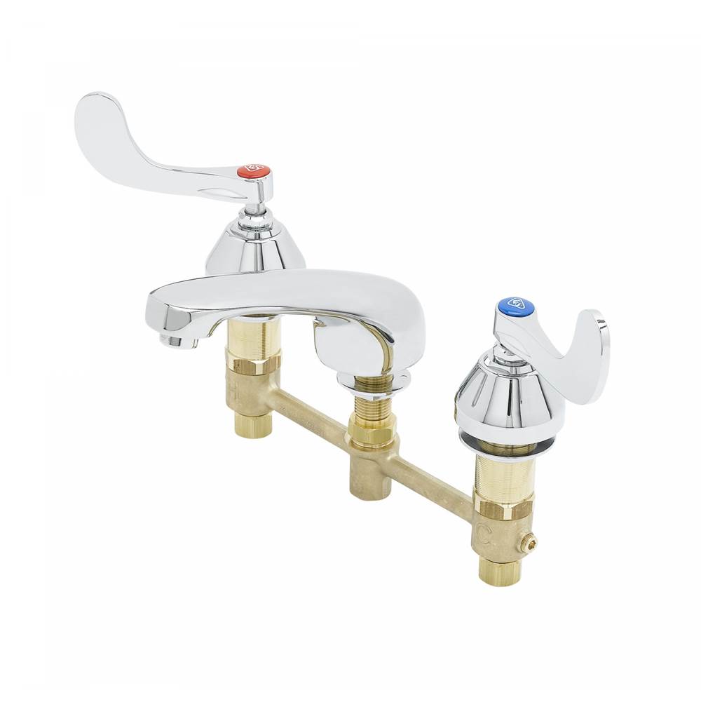 T&S Brass Lavatory Faucet, Concealed Body, 8'' Centers, Cast Spout, 4'' Wrist, VR 2.2 GPM Aerator