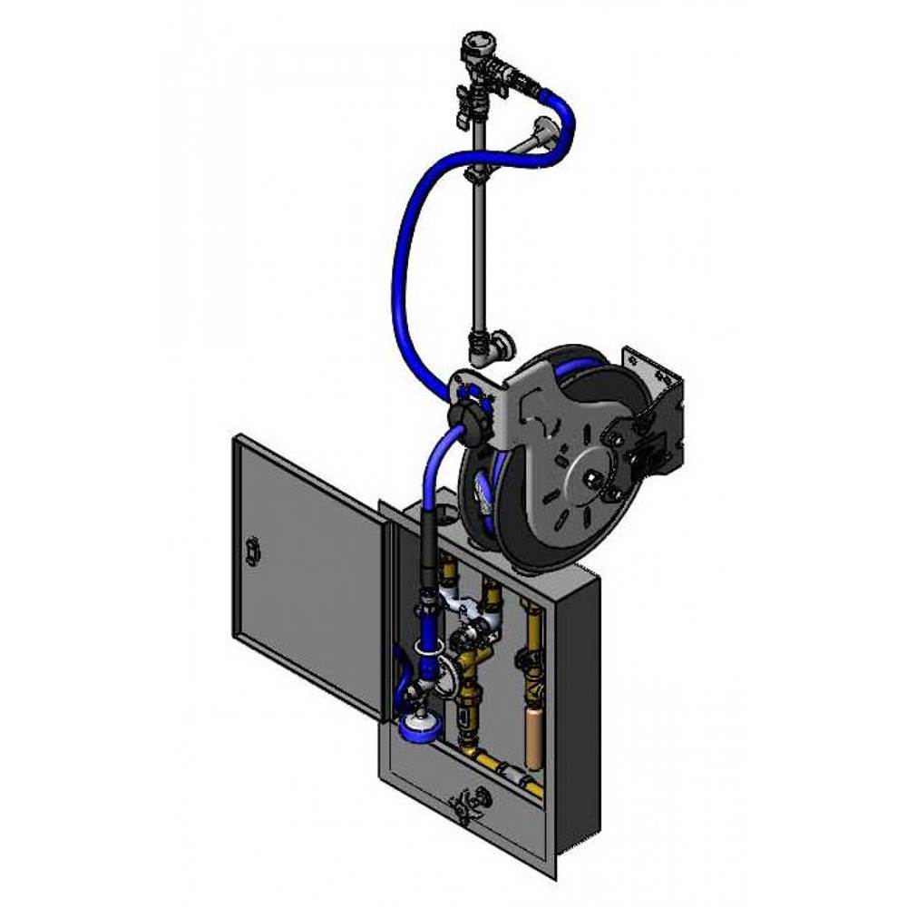 T&S Brass Hose Reel System, 3/8'' ID x 35' Open Hose Reel, Control Cabinet, EB-0107 Spray Valve