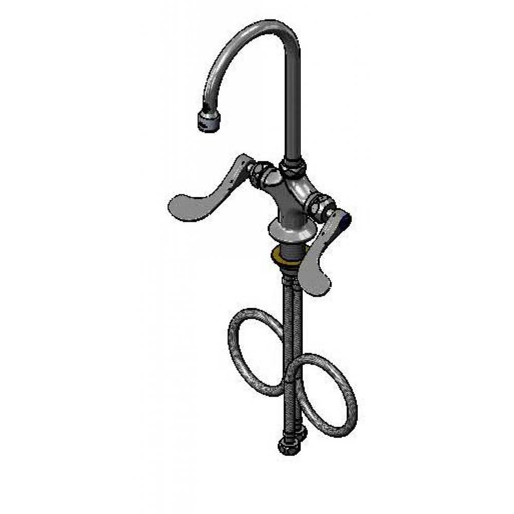 T&S Brass Double Pantry Faucet, Single Hole, Ceramas, Swivel Gooseneck, B-0199-06-N05, Wrist Handles