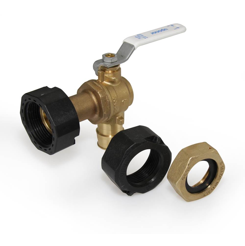 Uponor Propex Lf Brass Elbow Water Meter Valve, 1'' Pex X 1 1/4'' Npsm
