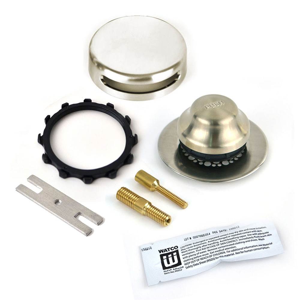 Watco Manufacturing Universal Nufit Innovator Fa Trim Kit - Silicone Brushed Nickel Grid Strainer 3/8-5/16 And No.10-24 Adapter Pins Carded