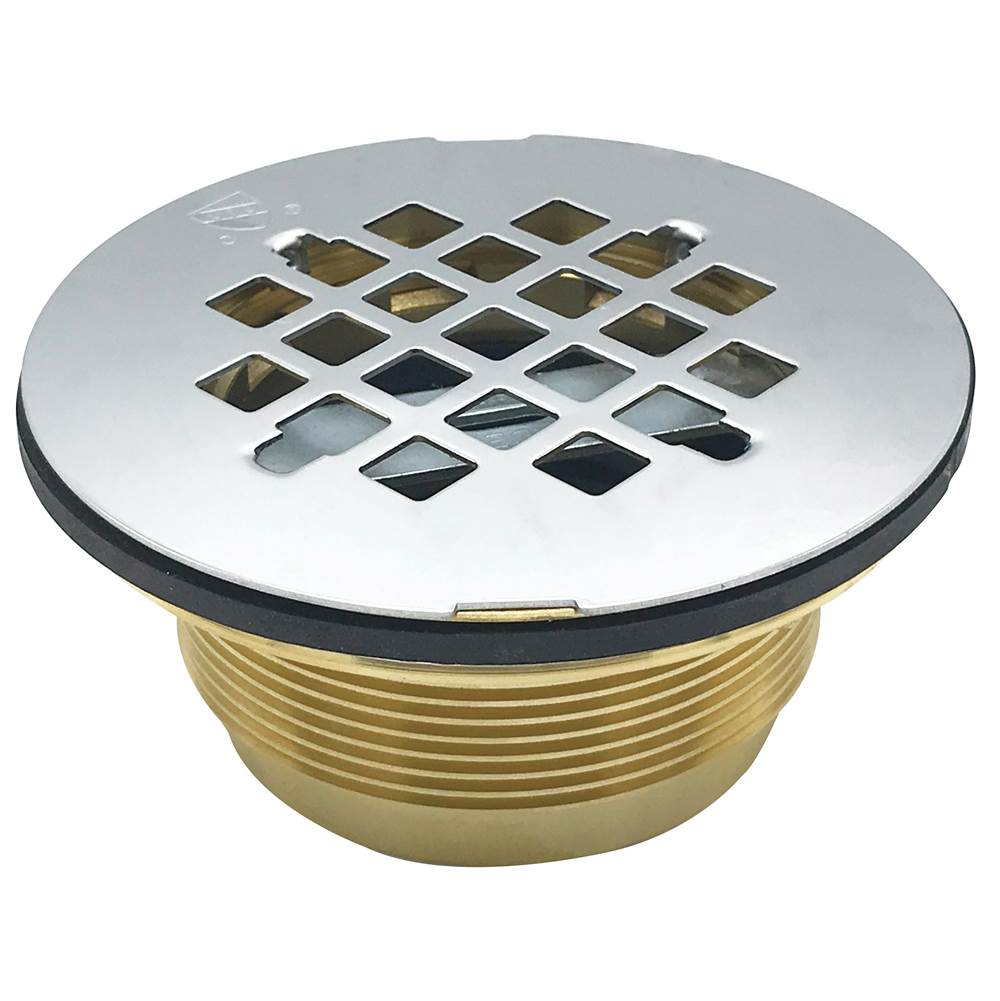 Wal-Rich Corporation 2'' No-Caulk Brass Shower Strainer With Jiffy And Grid