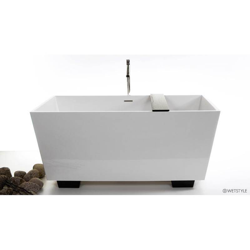 WETSTYLE Cube Bath 60 X 30 X 24.25 - Fs  - Built In Sb O/F & Drain - Copper Conn - Wetmar Bio Feet White - White Matte