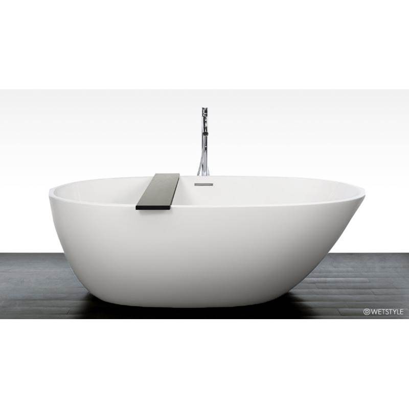 WETSTYLE Be Bath 70 X 38 X 22 - Fs  - Built In Nt O/F & Pc Drain - Copper Conn -  Surround Wood Shelf -  Oak White - White Dual