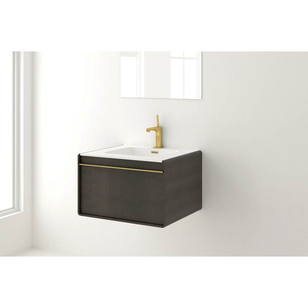 WETSTYLE Deco Vanity Wallmount 30'' - Wl Config Oak Black And Matte Lacquer Pacific Blue - Satin Brass Metal