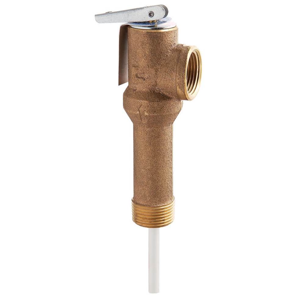 Watts 3/4 In Brass Self Closing Temperature And Pressure Relief Valve, 150 psi, 210 F, Extended Shank Up To 3 In Insulation
